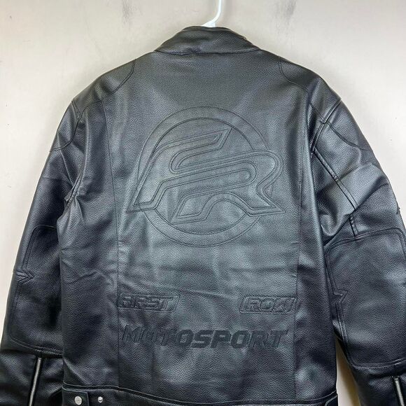 FIRST ROW Faux-Leather Biker Jacket Size XL - Picture 3 of 8